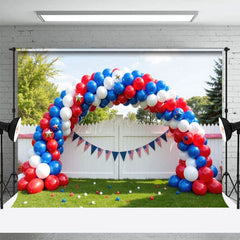 Aperturee - Aperturee Red White Blue Balloons Fence Cake Smash Backdrop