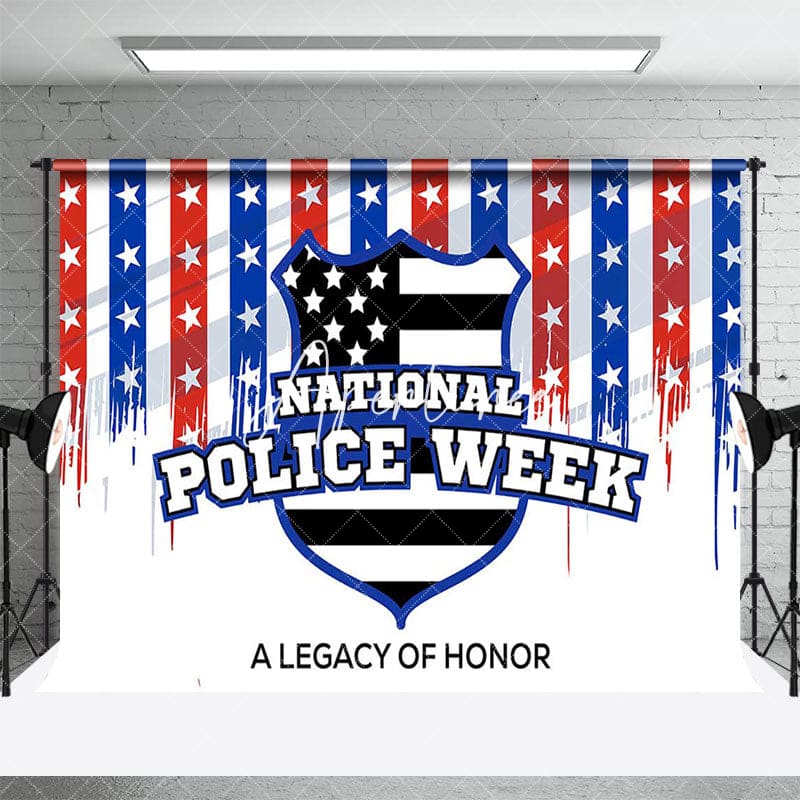 Aperturee - Aperturee Red White Blue Stars National Police Week Backdrop