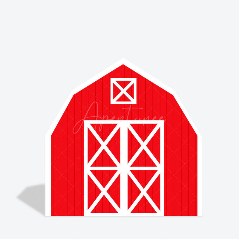 Aperturee - Aperturee Red White Farm House Barn Door Arch Birthday Backdrop