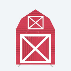 Aperturee Aperturee Red White Farm House Barn Door Arch Party Backdrop