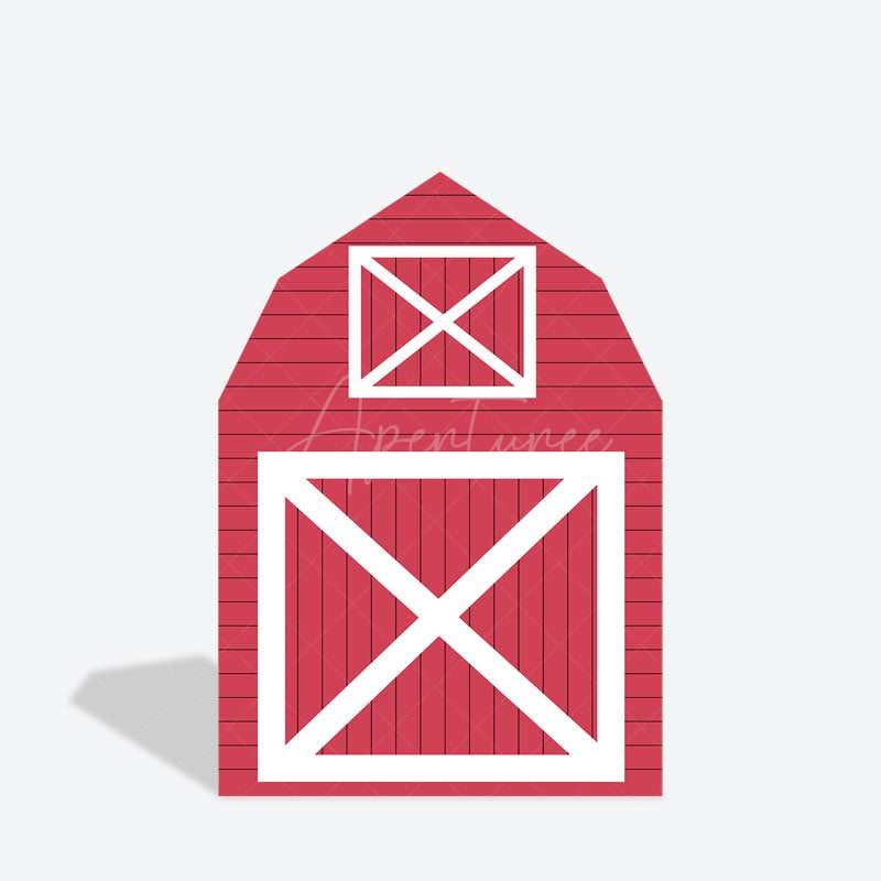Aperturee Aperturee Red White Farm House Barn Door Arch Party Backdrop