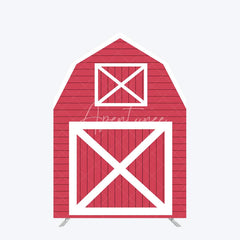 Aperturee - Aperturee Red White Farm House Barn Door Arch Party Backdrop