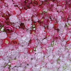 Aperturee - Aperturee Red White Gradient Rose Faux Flower Wall Wedding Decor