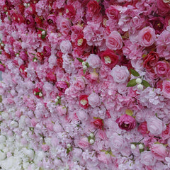 Aperturee - Aperturee Red White Gradient Rose Faux Flower Wall Wedding Decor
