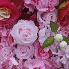 Aperturee - Aperturee Red White Gradient Rose Faux Flower Wall Wedding Decor