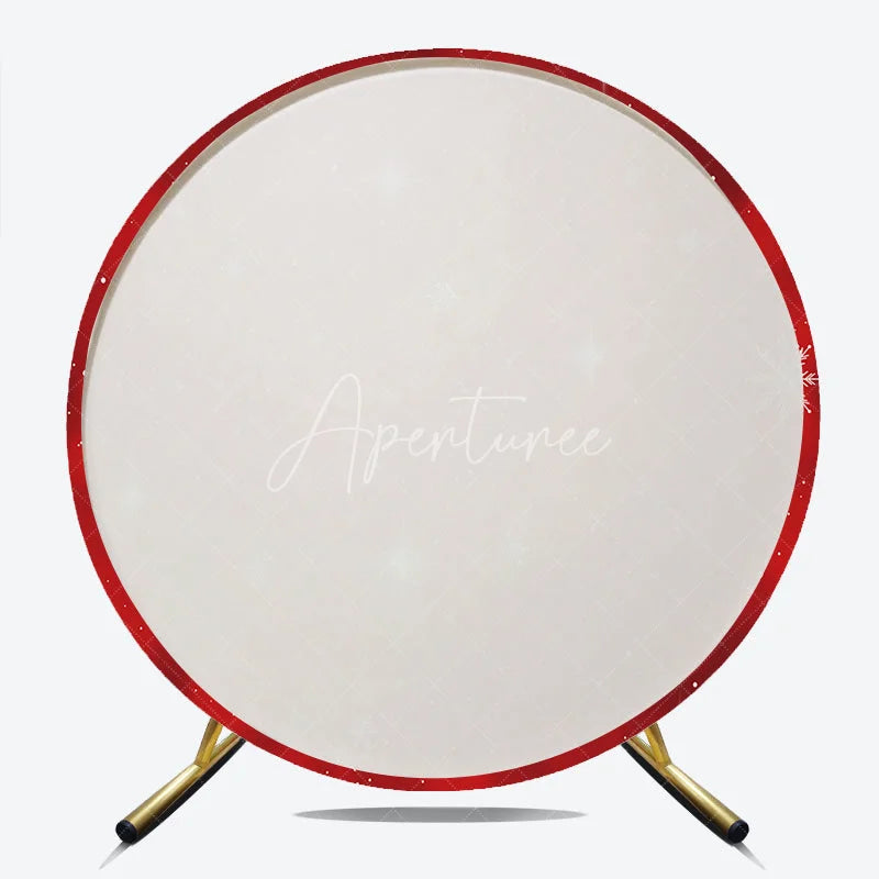 Aperturee - Aperturee Red Winter Snowflakes Sparkling Round Backdrop with Bokeh Effect Christmas Holiday Party Decor