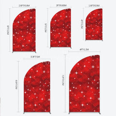 Aperturee - Aperturee Red Winter Wonderland Half Moon Arch Backdrop with Sparkling Snowflakes and Stars Holiday Party Decor