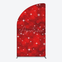 Aperturee - Aperturee Red Winter Wonderland Half Moon Arch Backdrop with Sparkling Snowflakes and Stars Holiday Party Decor
