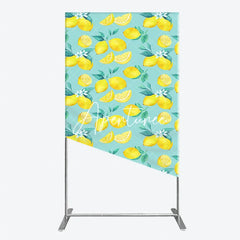 Aperturee - Aperturee Refreshing Watercolor Lemon and Slices Rectangle Arch Backdrop with Green Leaves Fresh Citrus Summer Party Decor
