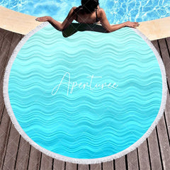 Aperturee - Aperturee Regular Sea Waves Pattern Summer Round Beach Towel