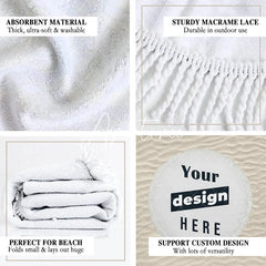 Aperturee - Aperturee Relaxing Poolside Anchor Pattern Round Beach Towel