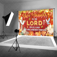 Aperturee - Aperturee Religious Thanksgiving Backdrop Give Thanks to the Lord Red Wood Photography Background