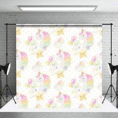 Aperturee - Aperturee Repeat Balloons Unicorn Star Cake Smash Backdrop