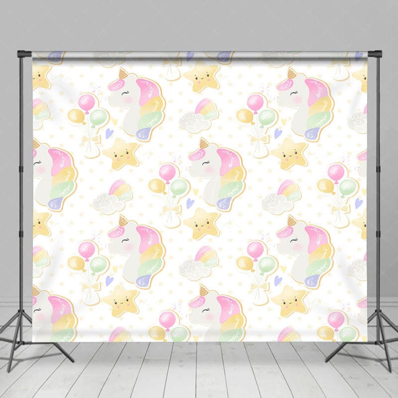 Aperturee - Aperturee Repeat Balloons Unicorn Star Cake Smash Backdrop