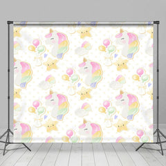 Aperturee - Aperturee Repeat Balloons Unicorn Star Cake Smash Backdrop