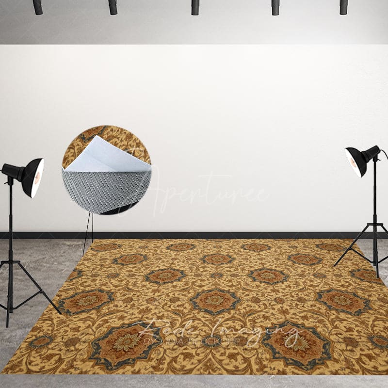 Aperturee - Aperturee Repeat Slovakia Gold Fabric Floor Backdrop For Photo