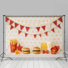 Aperturee - Aperturee Repeated M Wall Burger Shop Cake Smash Photo Backdrop