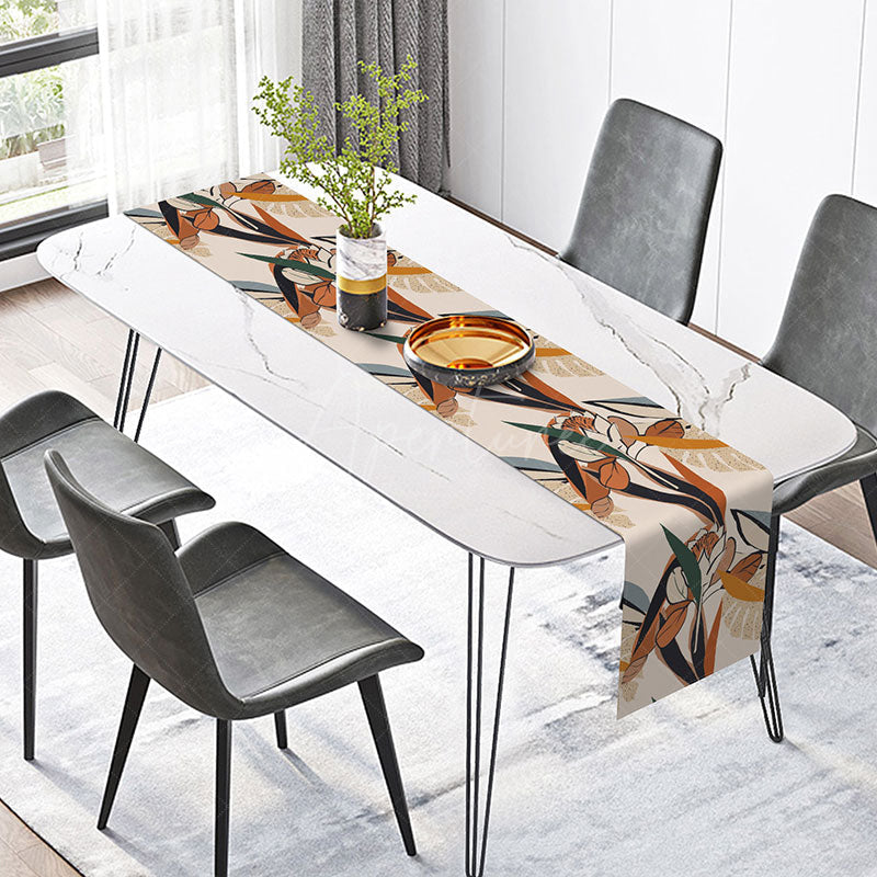 Aperturee - Aperturee Repeating Floral Pattern Autumn Table Runner Step and Repeat Botanical Design Elegant Fall or Thanksgiving