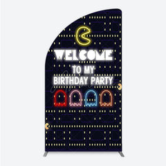 Aperturee Aperturee Retro Arcade Game Birthday Half Moon Arch Backdrop Inspired 80s Video Game Welcome to My Party Neon Sign Decor