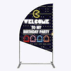 Aperturee Aperturee Retro Arcade Game Birthday Half Moon Arch Backdrop Inspired 80s Video Game Welcome to My Party Neon Sign Decor
