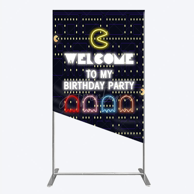 Aperturee Aperturee Retro Arcade Game Birthday Rectangle Backdrop Inspired 80s Video Game Welcome to My Party Neon Sign Decor
