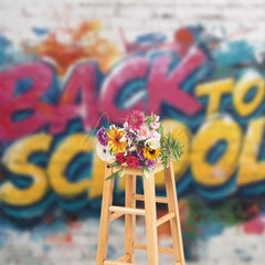 Aperturee - Aperturee Retro Bricks Wall Graffiti Back To School Backdrop