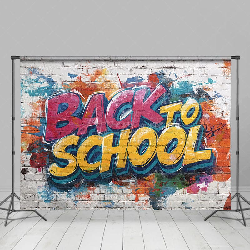 Aperturee - Aperturee Retro Bricks Wall Graffiti Back To School Backdrop