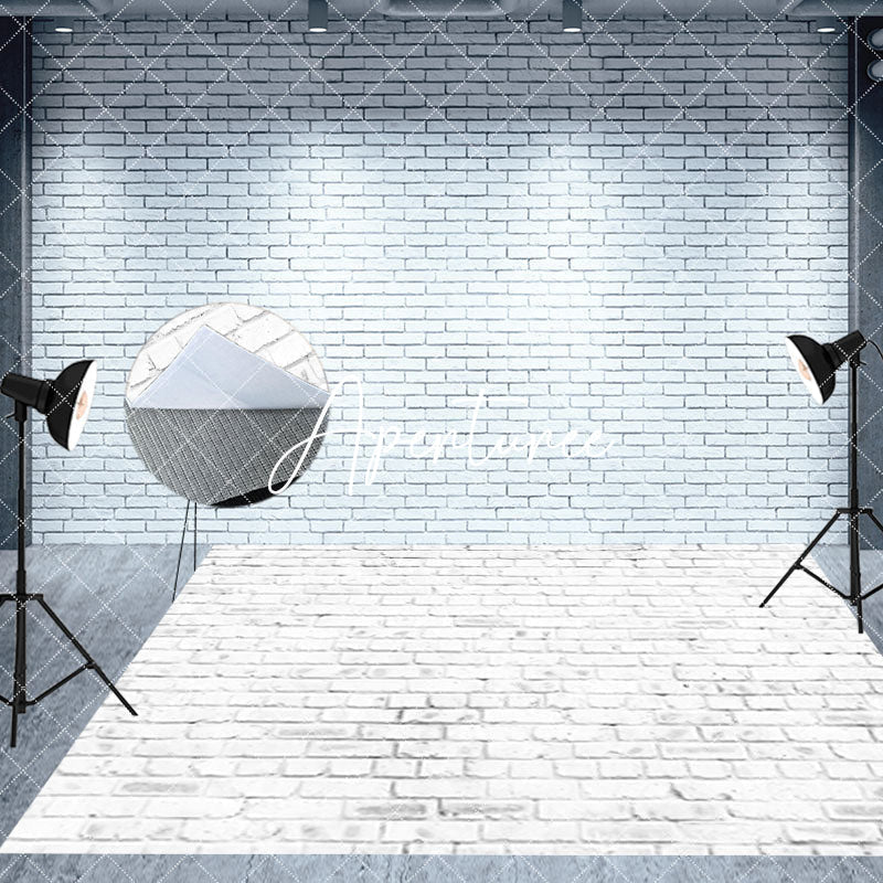 Aperturee - Aperturee Retro Bricks Wall Valentines Day Room Set Backdrop