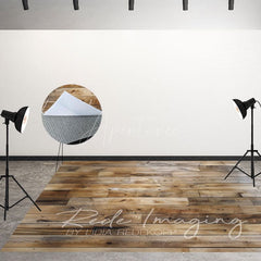 Aperturee - Aperturee Retro Brown Natural Wood Grain Fabric Floor Backdrop