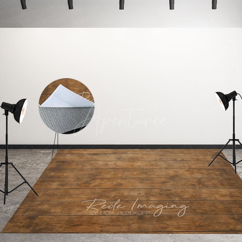 Aperturee - Aperturee Retro Brown Wooden Pattern Fabric Floor Backdrop