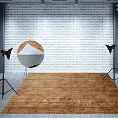 Aperturee - Aperturee Retro Gradient Brown Wood Board Fabric Floor Backdrop