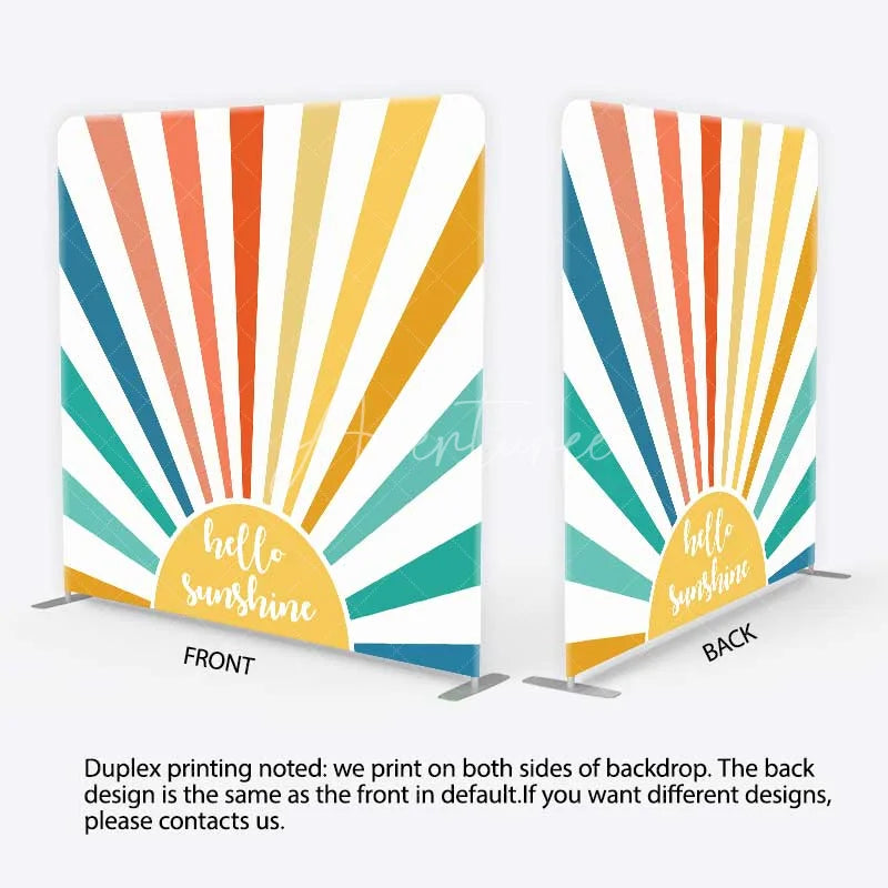 Aperturee - Aperturee Retro Hello Sunshine Tension Fabric Backdrop Boho Rainbow Sunbeam Baby Shower Birthday Decorations