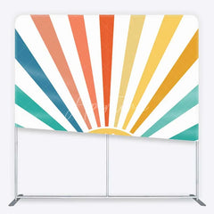 Aperturee - Aperturee Retro Hello Sunshine Tension Fabric Backdrop Boho Rainbow Sunbeam Baby Shower Birthday Decorations