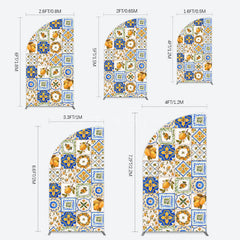 Aperturee - Aperturee Retro Mediterranean Lemon Bridal Shower Half Moon Arch Backdrop