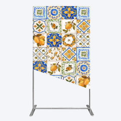 Aperturee - Aperturee Retro Mediterranean Lemon Bridal Shower Rectangle Backdrop