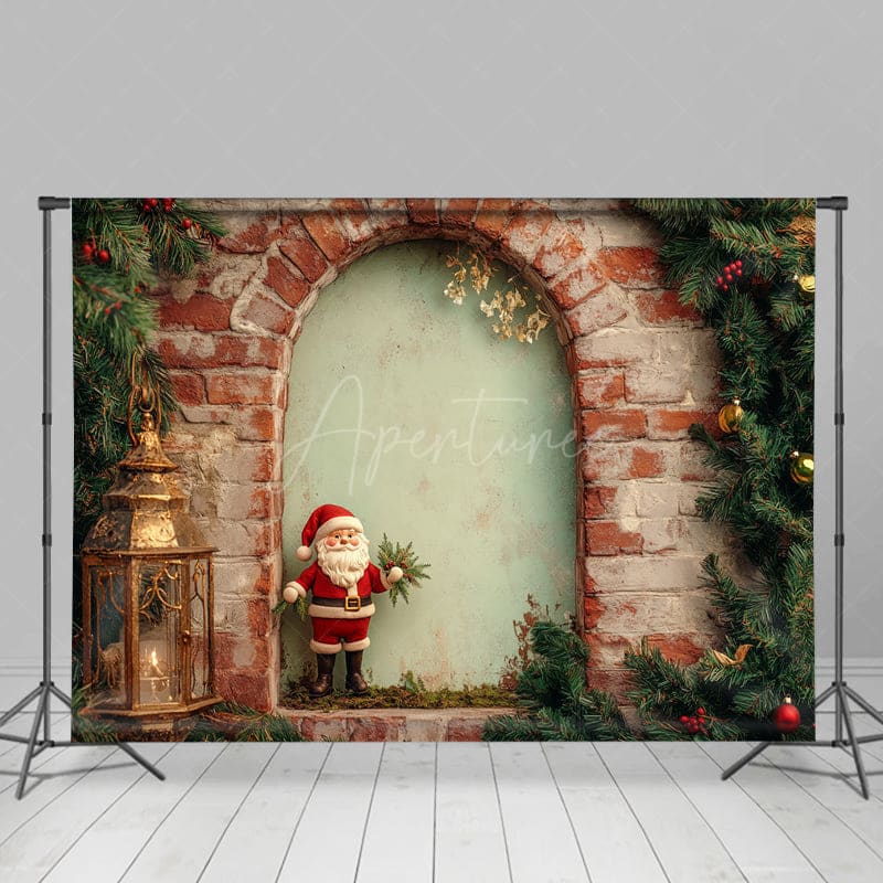 Aperturee - Aperturee Retro Old Style Brick Xmas Vibe Holiday Backdrop