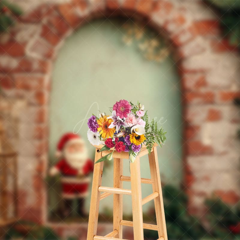 Aperturee - Aperturee Retro Old Style Brick Xmas Vibe Holiday Backdrop