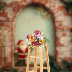 Aperturee - Aperturee Retro Old Style Brick Xmas Vibe Holiday Backdrop
