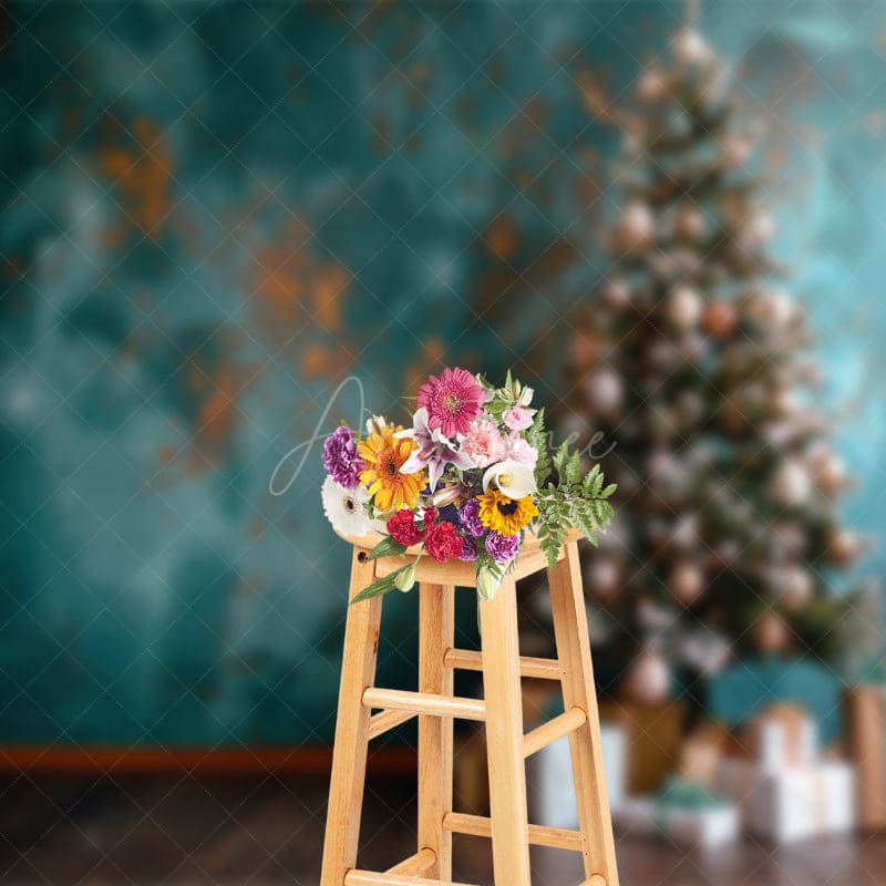 Aperturee - Aperturee Retro Old Style Wall Christmas Tree Holiday Backdrop