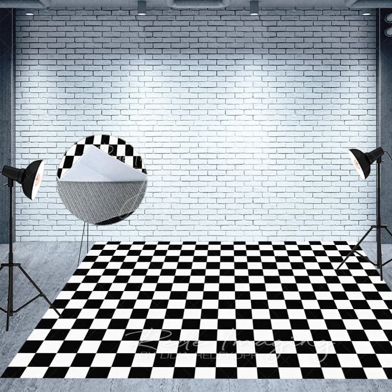 Aperturee - Aperturee Retro Restaurant Chessboard Rug Combo Set Backdrop