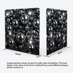 Aperturee - Aperturee Retro Silver Disco Ball Square Double-Sided Backdrop Sparkling Dance Party and Music Celebration Decor