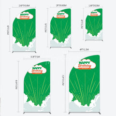 Aperturee - Aperturee Retro Sunburst Happy Birthday Half Moon Arch Backdrop Green and White Cloud Party Cover