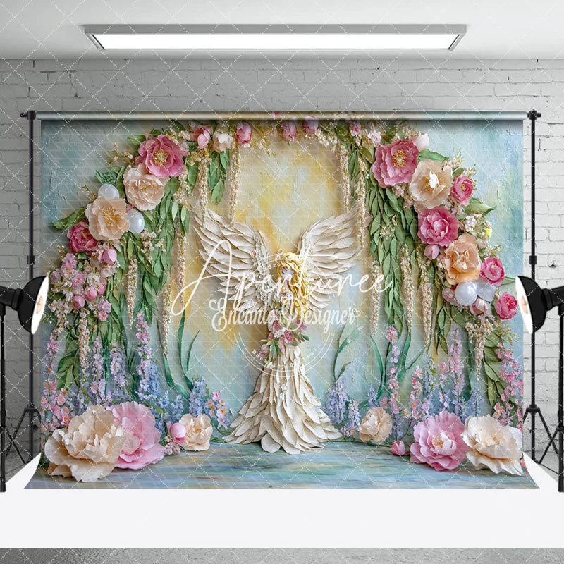 Aperturee - Aperturee Retro Wall Butterfly Flower Fairy Photo Backdrop