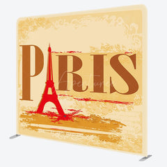 Aperturee - Aperturee Retro Yellow Eiffel Tower Paris Pillow Case Backdrop