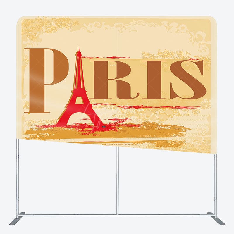 Aperturee - Aperturee Retro Yellow Eiffel Tower Paris Pillow Case Backdrop