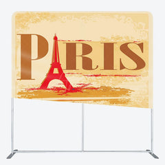 Aperturee - Aperturee Retro Yellow Eiffel Tower Paris Pillow Case Backdrop