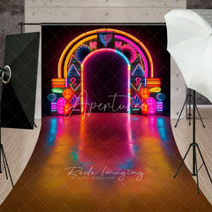 Aperturee - Aperturee Retrowave Neon Geometric Sweep Photo Backdrop 80s Style Party Photography Background