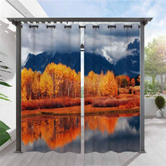 Aperturee - Aperturee River Maple Waterproof Printed Outdoor Curtains For Gazebo
