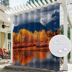 Aperturee - Aperturee River Maple Waterproof Printed Outdoor Curtains For Gazebo