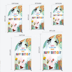 Aperturee - Aperturee Rock Climbing Half Moon Arch Backdrop Let’s Climb and Play Birthday Party Supplies Decor